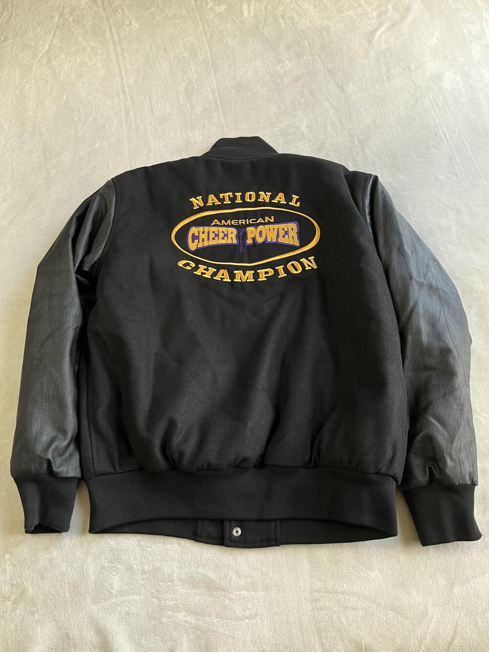 American Cheer Power Jacket Size Medium Black Wool Varsity National Champion